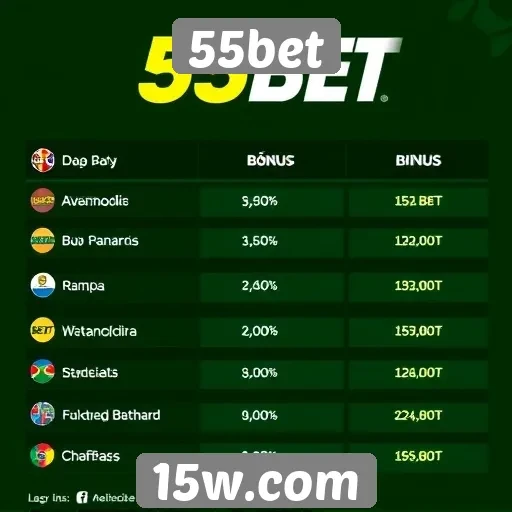 Comparativo das promoções e bônus da 55bet