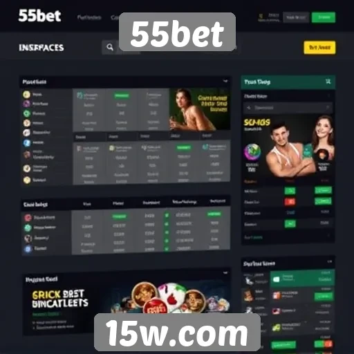 Interface do usuário no site 55bet