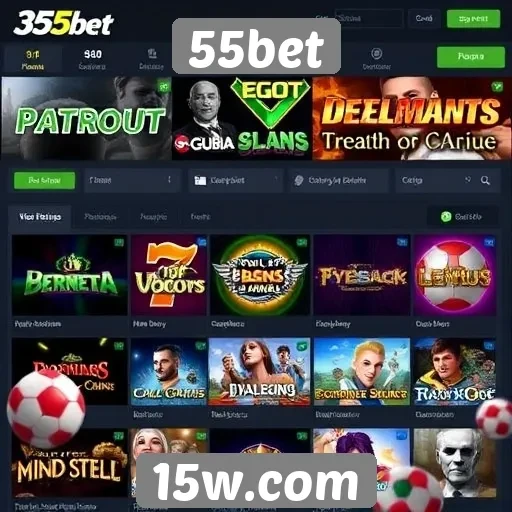 Variedade de jogos disponíveis no 55bet